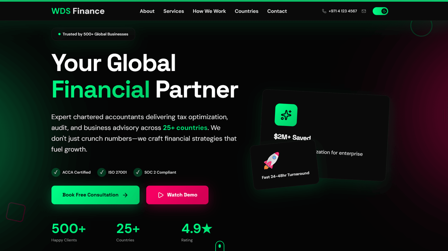 WDS Finance website design: Website for a chartered accountancy and financial advisory firm